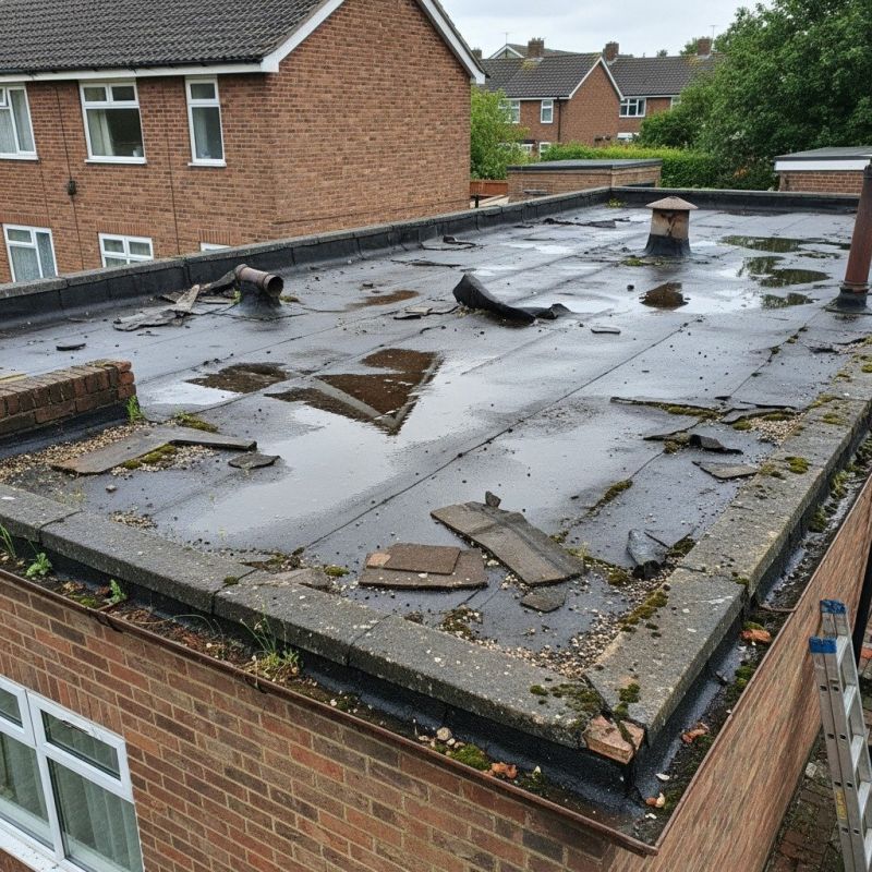 Flat Roof Repair After Storm Or Wind Damage